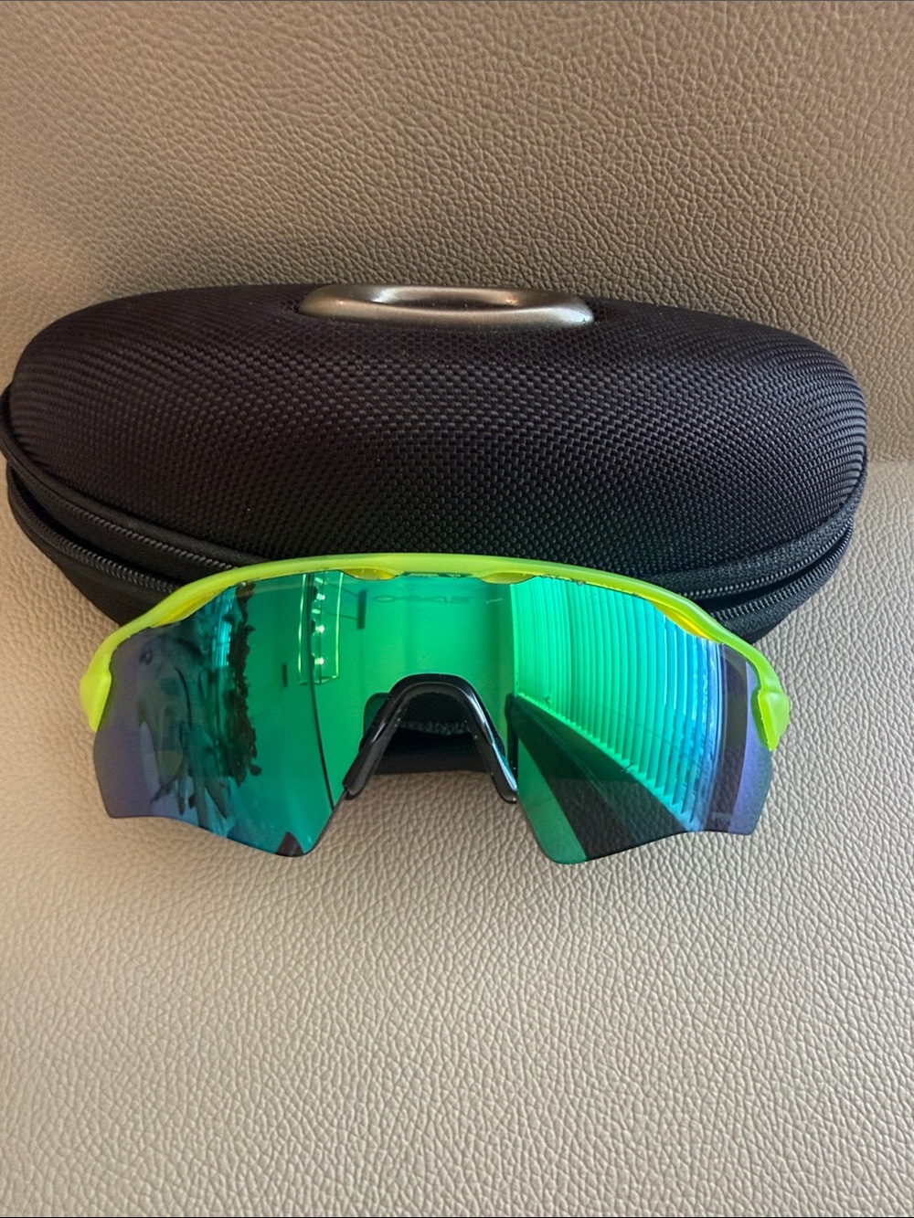 Oakley Kids Neon Yellow Frame with Green Mirrored Lens Sunglasses
